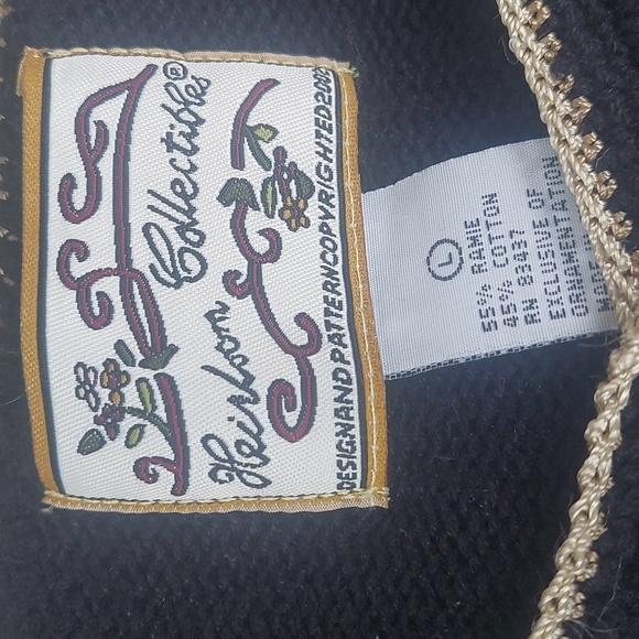 Heirloom Collectible Vintage Y2K Black Cardigan Sweater Floral Embroidered Med - Picture 3 of 5